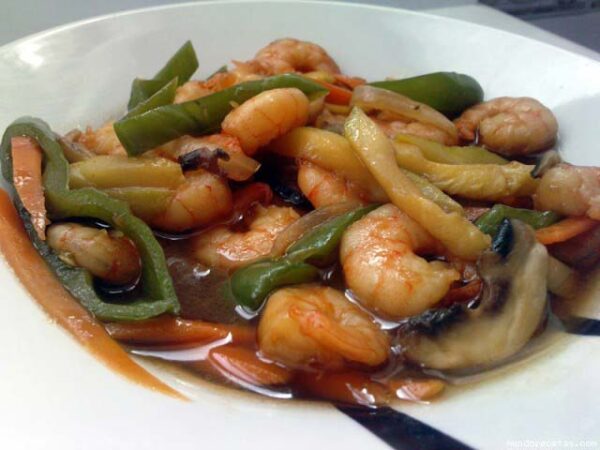 Gambas con champiñones - Comida china en Albacete | Restaurante chino Gran Muralla